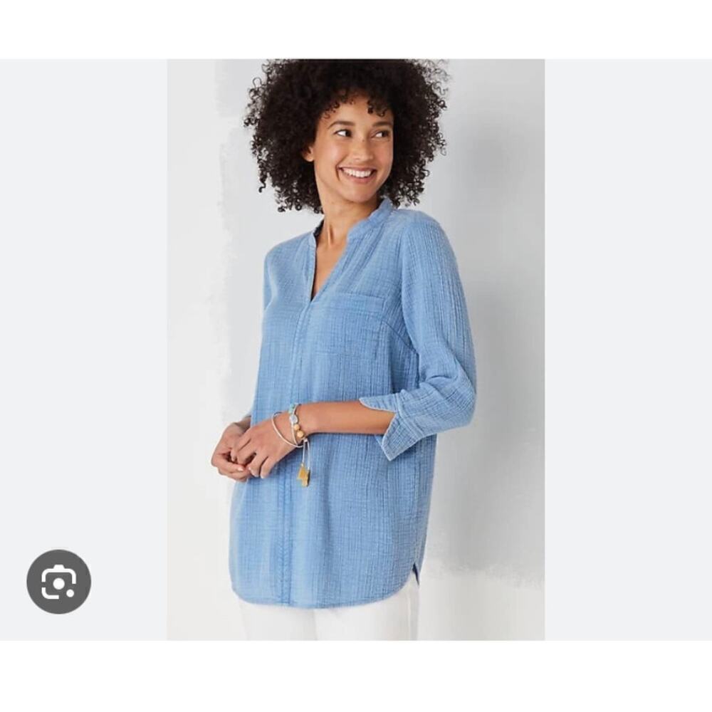 J Jill Pure Jill Textured 3/4 Sleeve Blouse Size XS